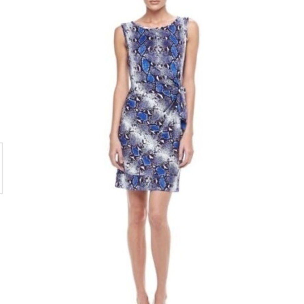 Diane Von Furstenberg Della Python Snake Print Sarong Sleeveless Silk Dress